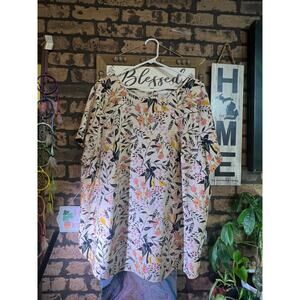 2XL Ava & Viv Floral Blouse with Back Button Detail